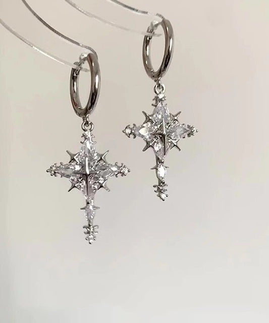 Overgild Drop Snowflake Earrings Silk Fine Copper Zircon