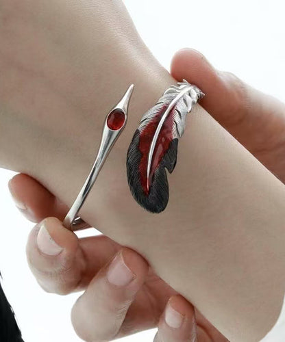Fine Sterling Silk Silver Cuff Feather