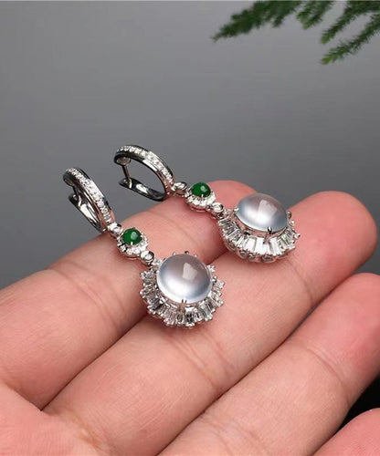 Fine Silk Sterling Silver Jade Glass Drop Earrings AC1080