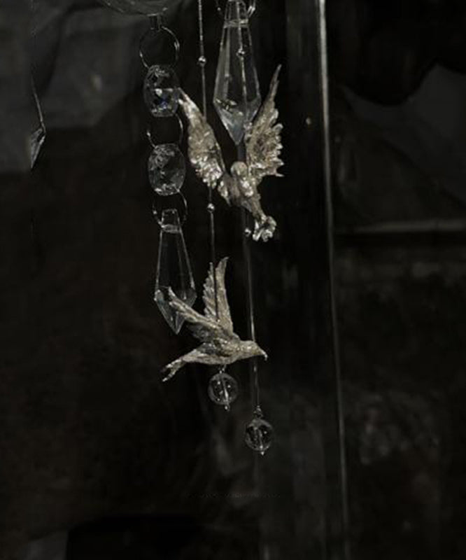 Tassel Drop Fine Earrings Sterling Silver Bird Silk Little