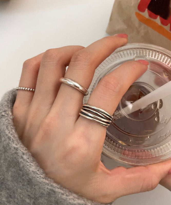 Fine Rings Three-Piece Set Silk Silver Sterling Open