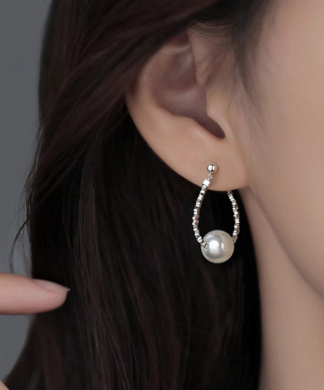 Broken Fine Hoop Silver Pearl Earrings Sterling Silk