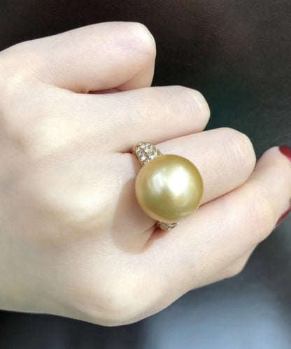 Fine White 14K Overgild Gold Pearl Rings QI050