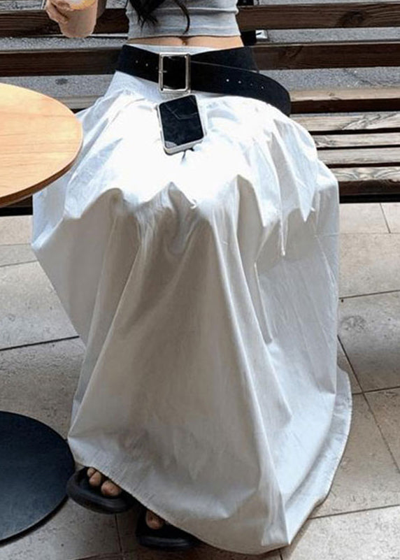 Waist White Solid Fine Skirts Cotton High Summer
