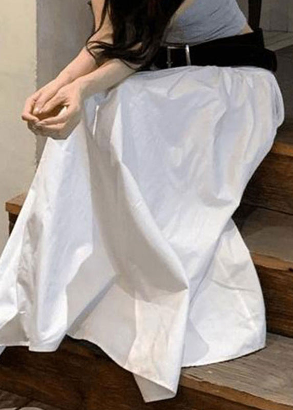 Waist White Solid Fine Skirts Cotton High Summer