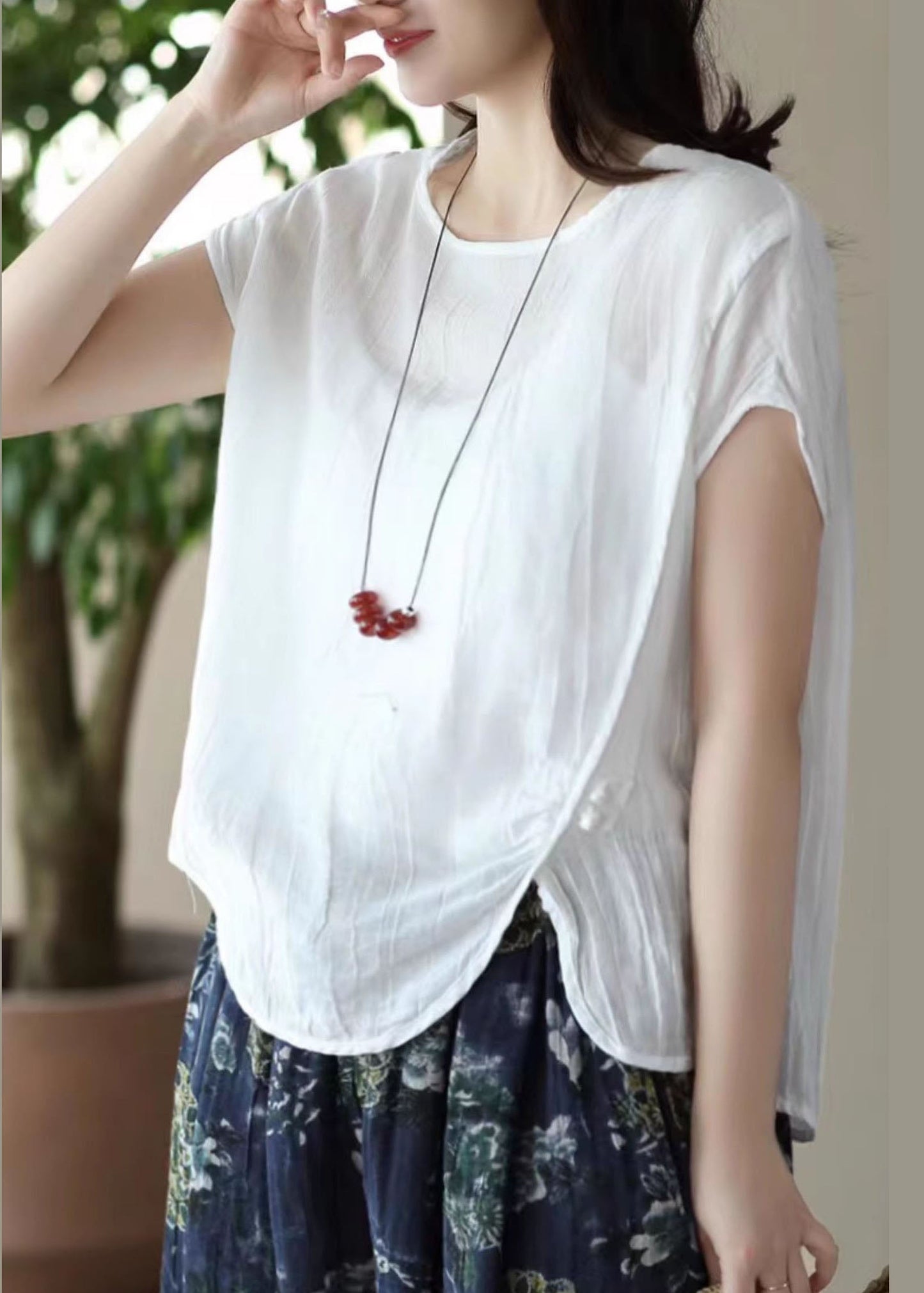 Asymmetrical White Fitted Beach Vest Linen Summer