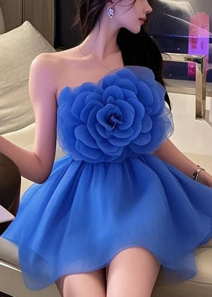 Floral Solid Shoulder Mini Cold Sleeveless Coffee Dresses