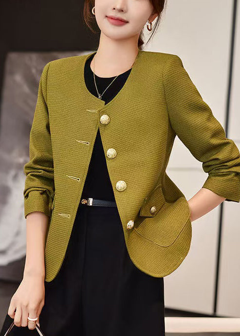 Formal Light Green Cotton Jackets Oversized Spring YJ061