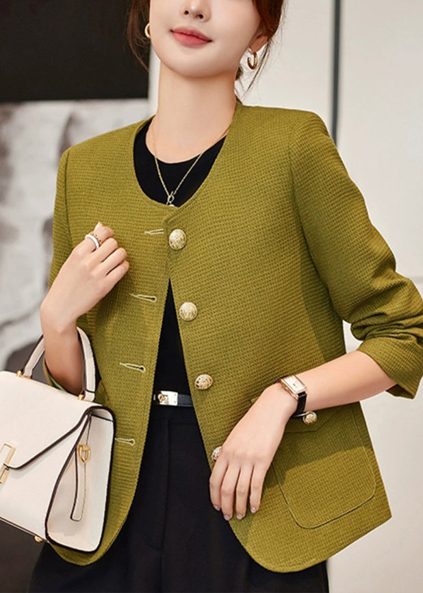Formal Light Green Cotton Jackets Oversized Spring YJ061