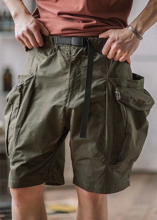 Summer Shorts Up French Cotton Zip Green Army Men Pockets