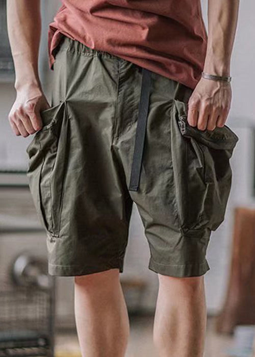 Summer Shorts Up French Cotton Zip Green Army Men Pockets