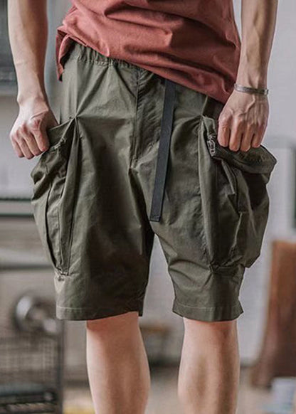 Summer Shorts Up French Cotton Zip Green Army Men Pockets