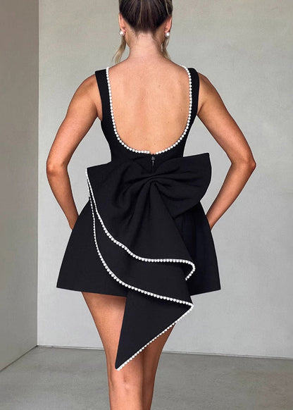 Backess Dresses Mini Summer Bow Cotton Black French