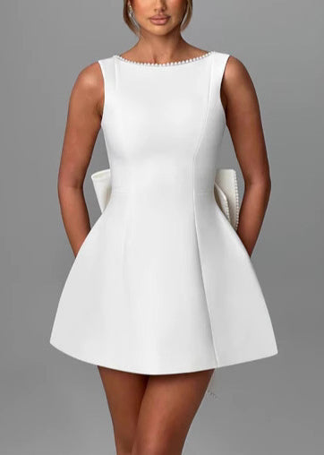 Backess Dresses Mini Summer Bow Cotton Black French