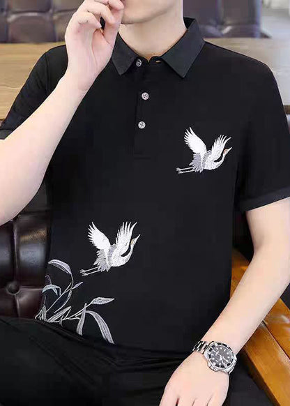 Polo Black Original Design Men Cotton French Shirt Embroideried