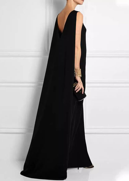 High Ankle Black French Dress Cotton Sleeveless Solid Waist