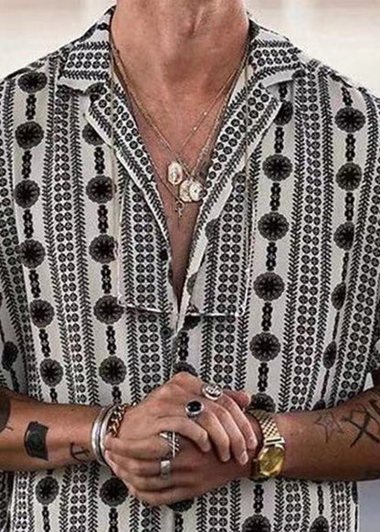 Print Cotton Pan Peter Summer French Black Men Collar Shirt