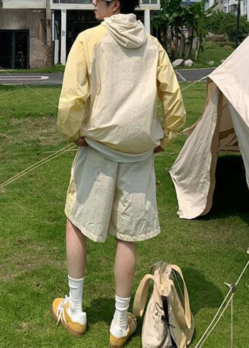 Coat Hooded Blue Silk 50+ Ice UPF Patchwork Two Mens French