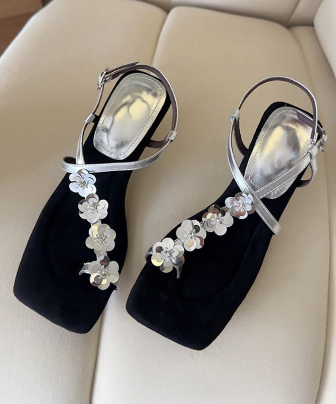 Wedge Sandals Leather Gold Faux French Heels Floral