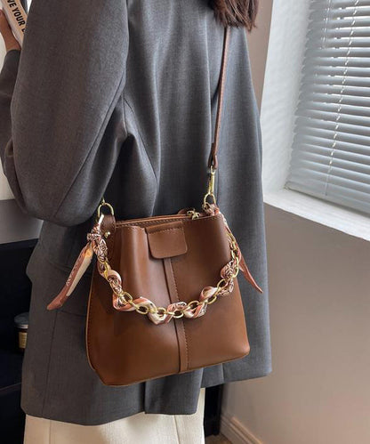 Bucket French Green Calf Linked Chain Bag Leather