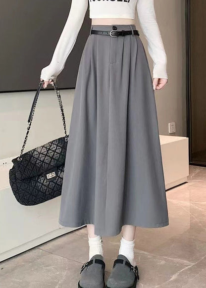 French Grey High Waist Exra Large Hem Skirt Spring QQ1029