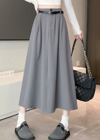 French Grey High Waist Exra Large Hem Skirt Spring QQ1029