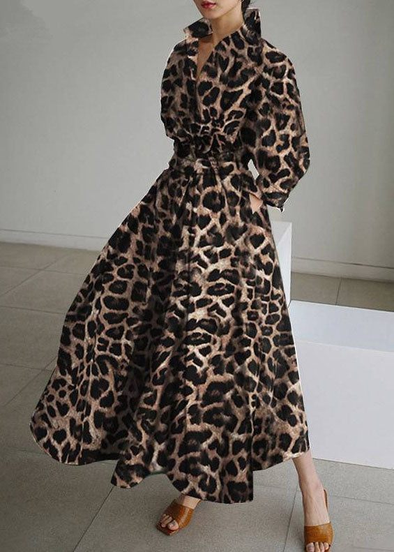 Holiday Cotton Dresses Spring Print Hem Large Exra Leopard French
