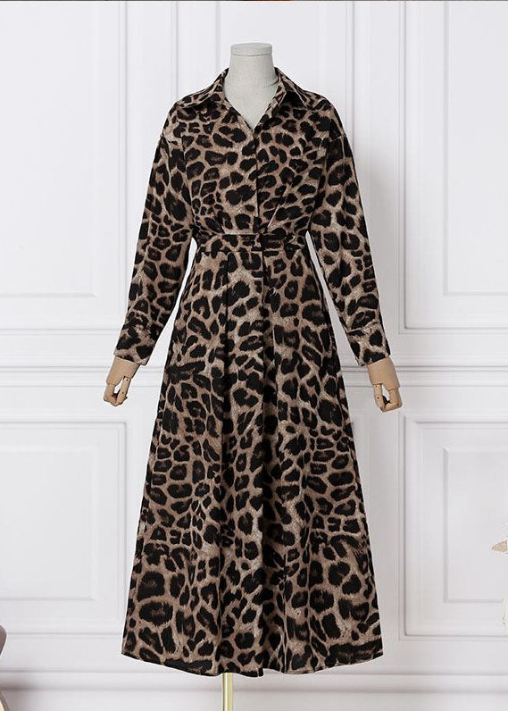 Holiday Cotton Dresses Spring Print Hem Large Exra Leopard French