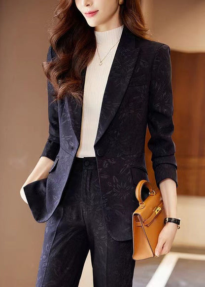 French Navy Peter Pan Collar Print Cotton Coats Spring YJ021