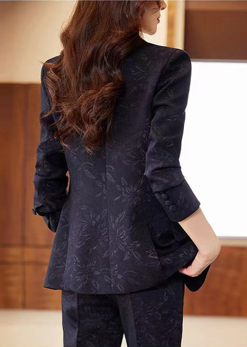 French Navy Peter Pan Collar Print Cotton Coats Spring YJ021