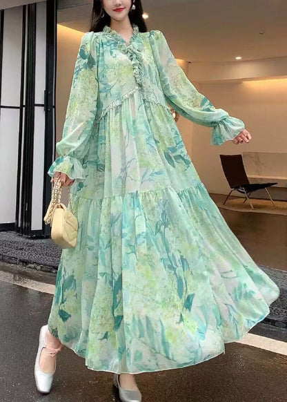 French Pink Ruffled Print Patchwork Chiffon Holiday Dresses Summer XX0 – Gemi Glitz