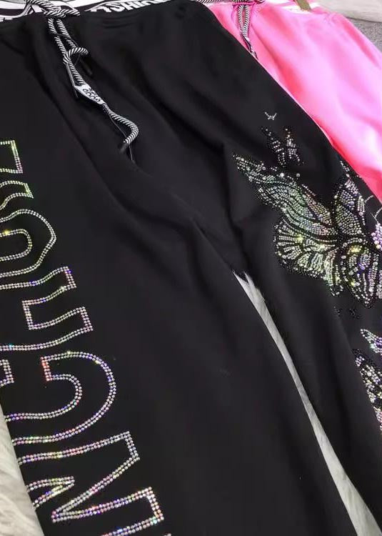 Fall French Pants Zircon Cotton Pink Butterfly