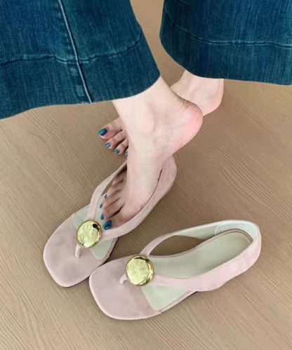 Purple Suede Flip French Wedge Splicing Flops