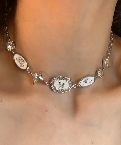 Princess Drip Alloy Glaze French Silk Butterfly Necklace