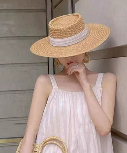 Woven French New Cloche Straw Hat Khaki Style