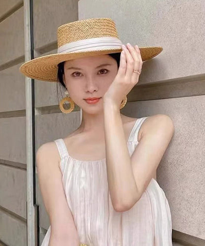Woven French New Cloche Straw Hat Khaki Style