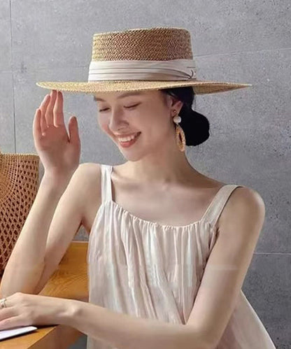 Woven French New Cloche Straw Hat Khaki Style