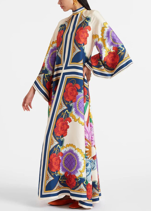 Neck Up French Cotton Dresses Maxi Spring Print V Lace White