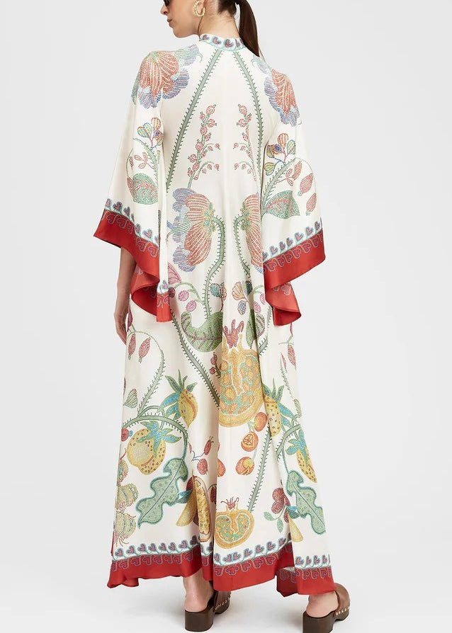 Neck Up French Cotton Dresses Maxi Spring Print V Lace White