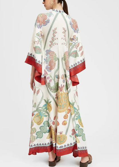 Neck Up French Cotton Dresses Maxi Spring Print V Lace White