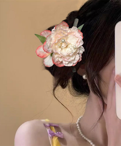 Floral Alloy Peony Hairpin Pearl Color Gradient
