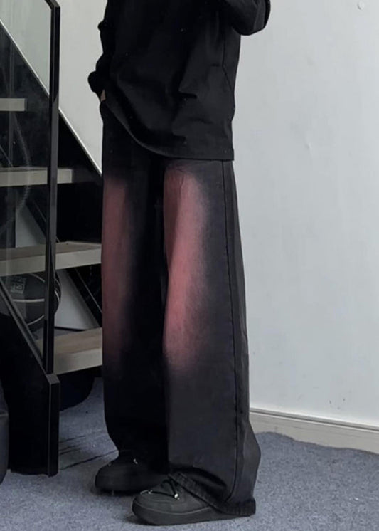 Jeans homme dégradé de couleur noir poches patchwork long été SA007