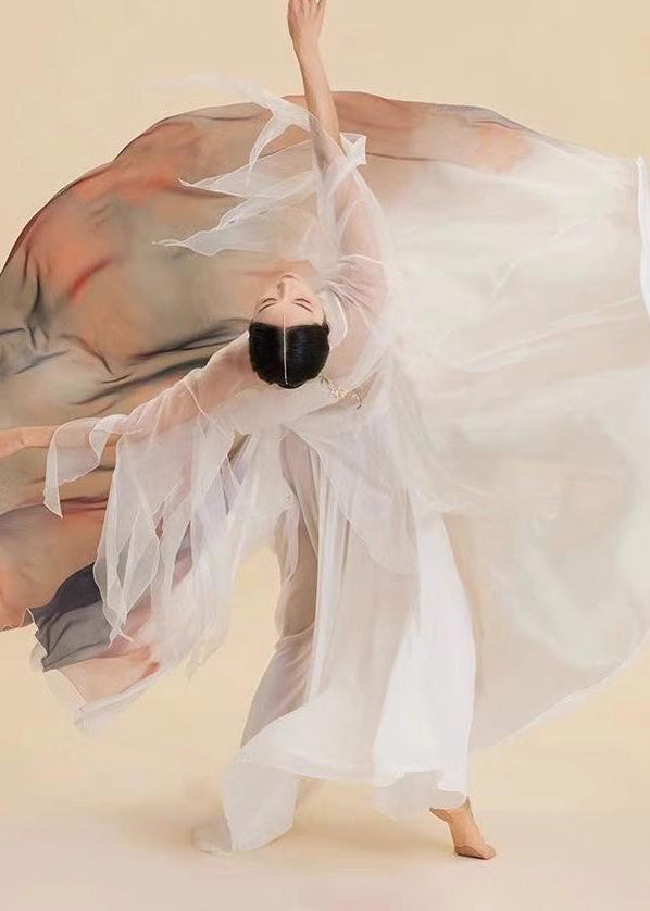 Maxi Skirt Color Silk High Waist Gradient