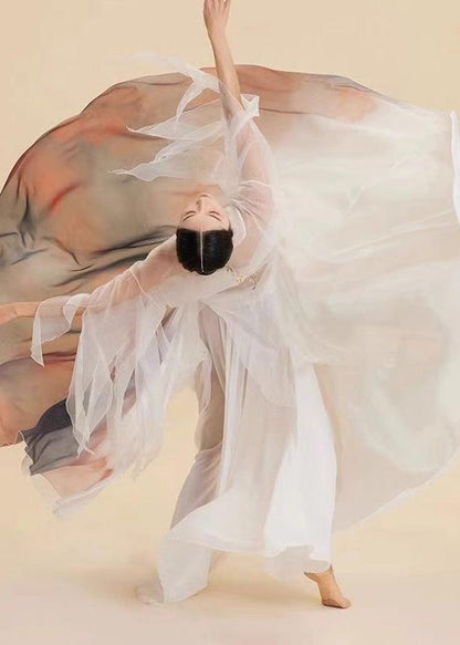 Maxi Skirt Color Silk High Waist Gradient