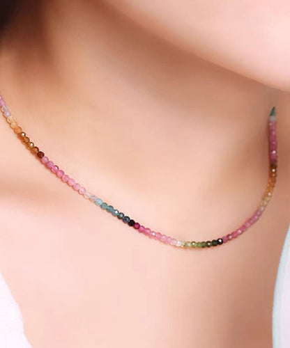 Gradient Sterling Gratuated Color Beading Bead Necklace Silver