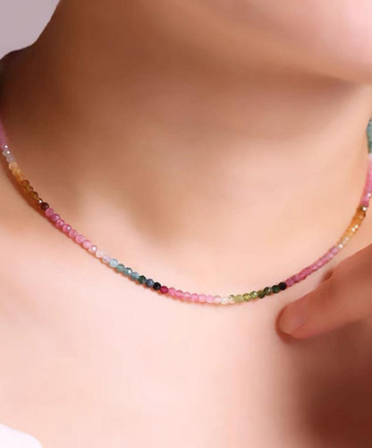 Gradient Sterling Gratuated Color Beading Bead Necklace Silver