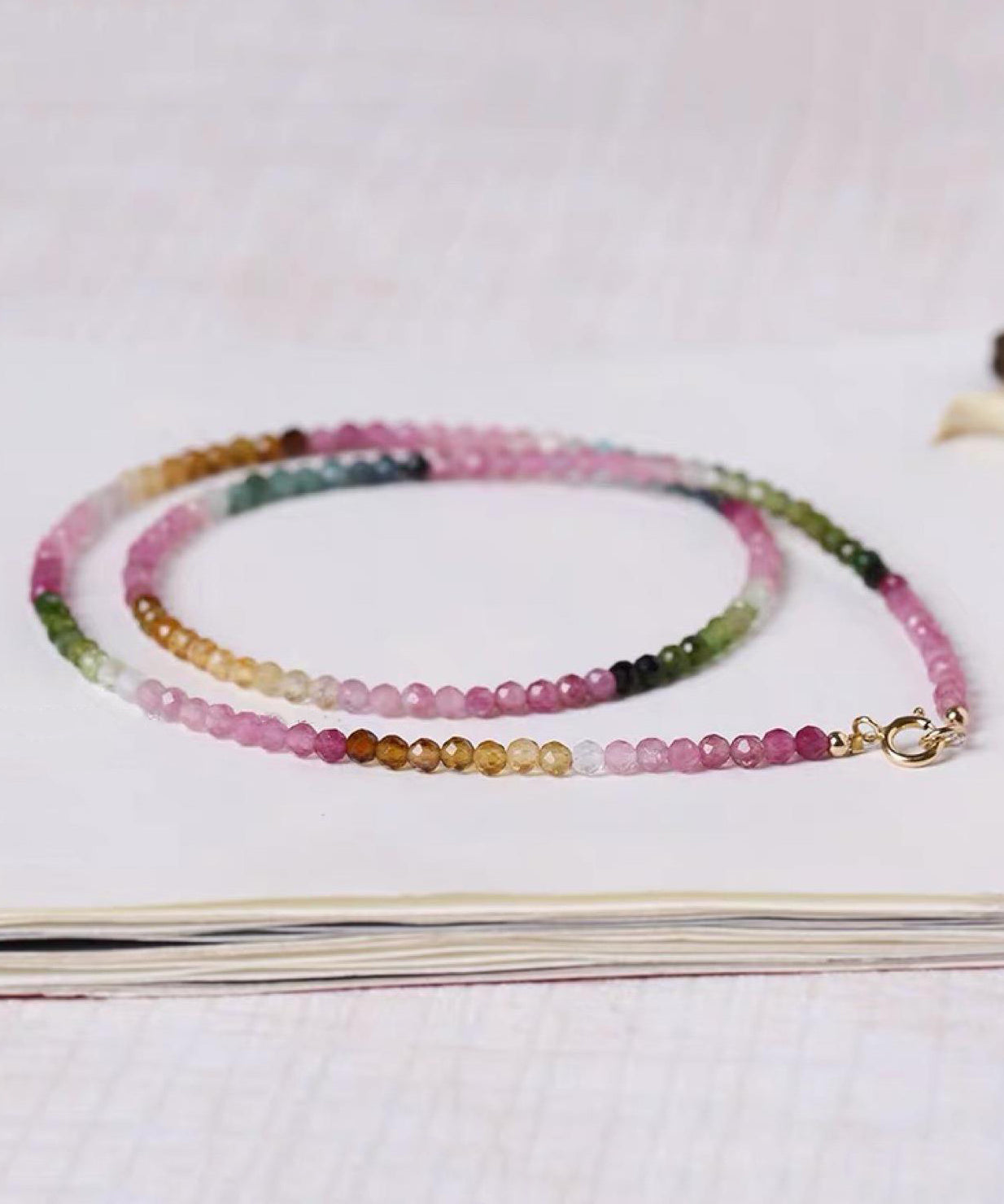 Gradient Sterling Gratuated Color Beading Bead Necklace Silver