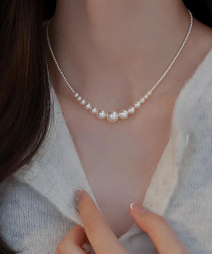 Silver Broken Gradient Color Pearl White Sterling