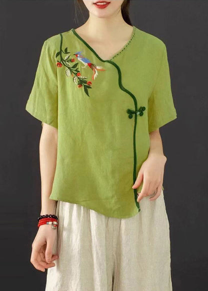 Embroidered Green Suit Grass Set Summer Oriental Piece Two