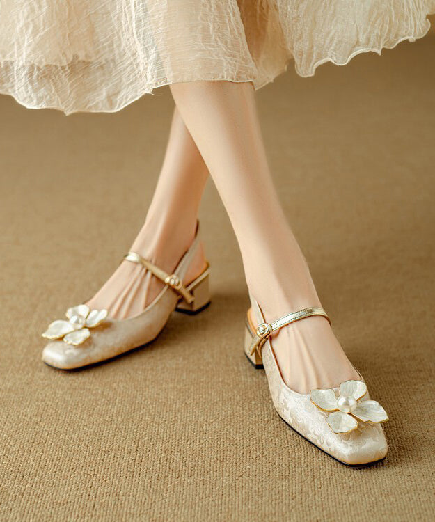 Style Chunky Leather Faux Sandals Green Floral New Chinese